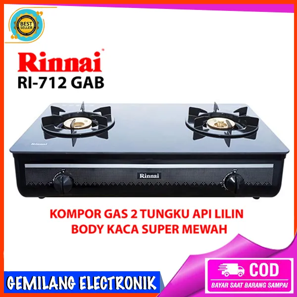 Kompor Rinnai Ri 712 Gab Kompor Gas Kaca 2 Tungku Bisa Api Lilin Mewah Berkualitas Lazada Indonesia