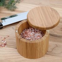 Storage Boxes Salt Box Wooden Bamboo Storage Box With Swivel Lid Container For Kitchen Storage Containers For Food Home