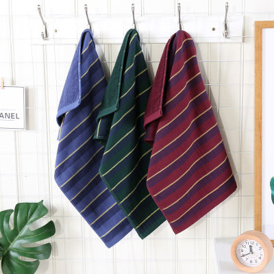 34x76cm 100% Cotton Double-Sided Gauze Terry Color Striped Bathroom Mens Hand Towel