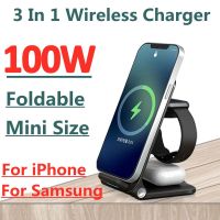 ZZOOI 3 in 1 100W Fast Wireless Charger Stand For iPhone 14 13 12 Pro Max Samsung Apple Watch Airpods Wireless Charging Dock Station