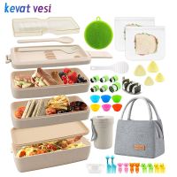 hot【cw】 for Kids Student 1000Ml Microwave Bento Leakproof Lunchbox Food Storage