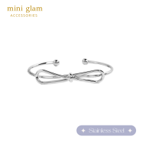 Miniglam Bow Tie Stainless Steel Cuff Bracelet กำไลข้อมือโบว์สเตนเลสสตีลสีเงิน