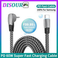 DISOUR ข้อศอก PD 60W สายชาร์จเร็วสุด PD Type C เป็น Type C/iphone สำหรับ Samsung Huawei Android สามารถใส่ได้กับ iPhone 30W รองรับการส่งข้อมูลเกมที่ QC3.0สายชาร์จโดยเฉพาะ