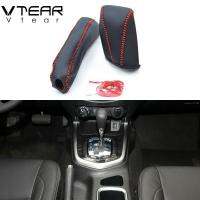 Vtear For Nissan Terra Navara NP300 AT Black Genuine Leather Handbrake Shift Knob Gear sets Sleeve Stick Cushion Interior Decoration Pad