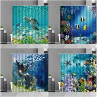 【CW】✚❖  Underwater Shower Curtain Sea Turtle Curtains Polyester With Hooks