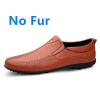 Winter Men Shoes For Man Loafers Fur Warm Driving Slip on Flats Male Genuine Leather Casual Footwear Comfortable Home Business