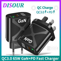 ยกเลิก Original 65W GaN ที่ชาร์จเร็วปลั๊ก Us/eu/uk Type-C PD + QC3.0 USB 5V/6.6A 9V/3A 12V/2.75A 20V/1.67A ชาร์จสำหรับ Infinix สายชาร์จ iPhone Xiaomi Redmi Huawei Oppo Vivi สำหรับ IOS Android