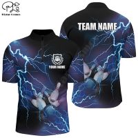 2023 New Fashion  Mens bowling Quarter Zip shirts Custom lightning thunder Bowling Team Jersey gift for Bowlers 3D Printed Polo Shirts Tees Tops，Size: XS-6XL Contact seller for personalized customization of name and logo