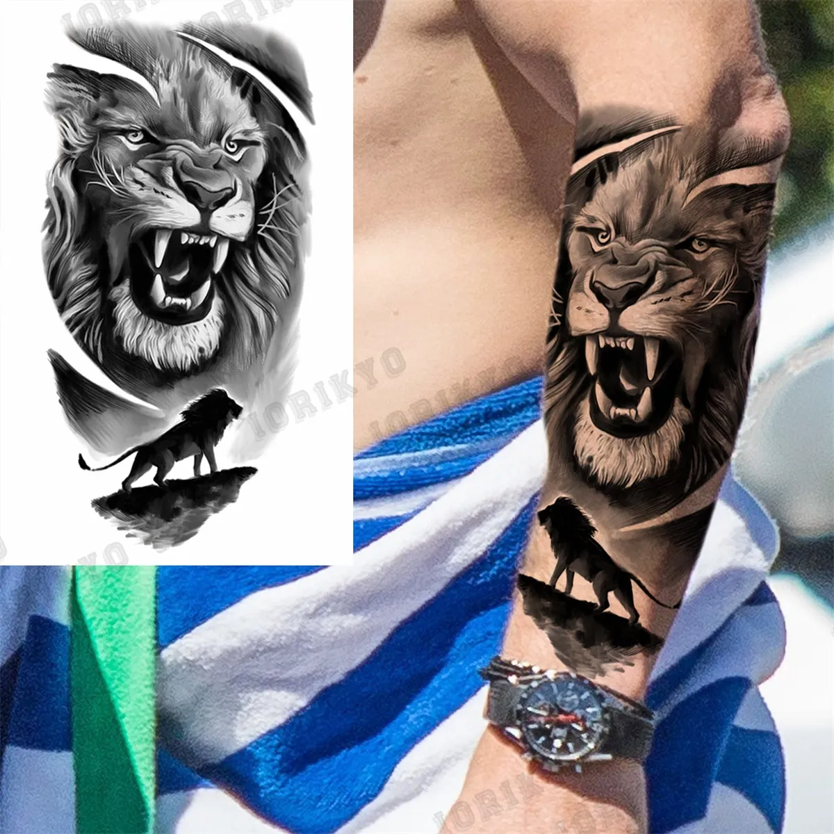  Black Lion Wolf Temporary Tattoos For Men Adult Forest Rose  Compass Warrior Fake Tattoo Washable Body Art Painting Tatoo Sticker |  Lazada PH