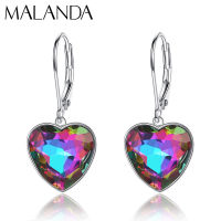 Malanda Czech Republic Heart Crystal Drop Earrings For Women New Fashion Sliver Color Earrings Wedding Jewelry Girl Gift