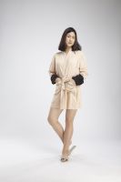 QueenCows ชุดให้นม CARA LONG SLEEVE ROBE SHIRT (Beige)