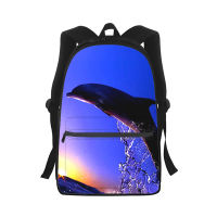 Dolphin Animal Men Women Backpack 3D Print Fashion Student School Bag Laptop Backpack Kids Travel Shoulder Bag.กระเป๋า