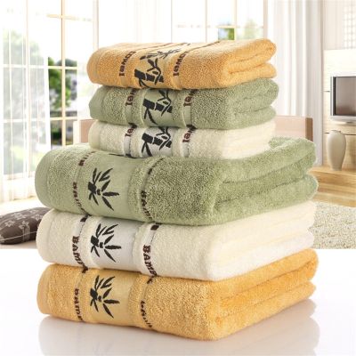 卐 Super Absorbent Bamboo Hand Bath Towel Set Large Bath Towel for Adults Small Face Washcloth Embroidered Home Bathroom Towels Set