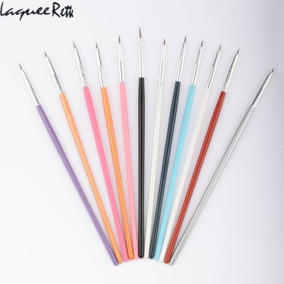 【JH】 12 Pcs Colorful Painted Thin Set Painting pinceis beaute Tools