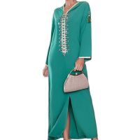 【YF】 Ramadan New Hooded Long Dress Diamonds Robe Muslim Woman Costume Morocco Arabic Dubai Hight Quality Modest