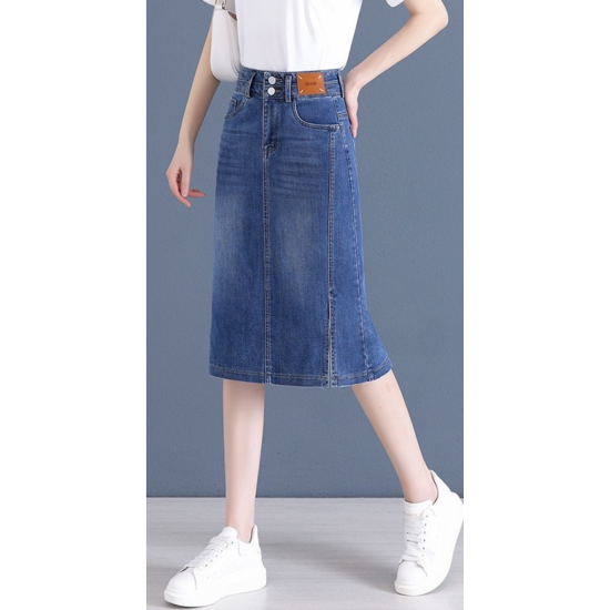 Yota Plus - Denim+ - Chân váy jeans ❗ Chất jeans/denim co giãn Dáng bút chì  Họa tiết cắt gấu, 2 túi trước, khóa cúc trước Màu: xanh, đen Size: S, M,