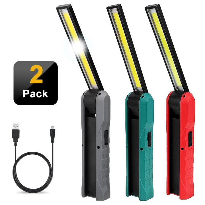 Portable Led Cob Work Light Usb Rechargeable Flashlight Magnetic Torch Flexible Inspection H