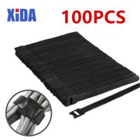 100Pcs 12x150mm Reusable Ties Hook And Loop Fastener Double-Sided Tape Nylon Velcros Cable Ties Velcros Strap Wire DIY