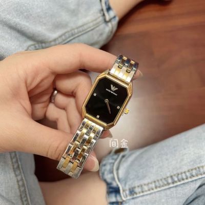 [ทอง + เงิน] Tide Brand Armani Ladies Watch Stainless Steel Strap Ladies Quartz Watch Versatile Wrist Watch