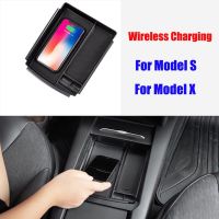 For Tesla Model 3 Model X Model S 2016-2020 With Wireless Charging Pad Armrest Box Storage Box Tray Car Accessories