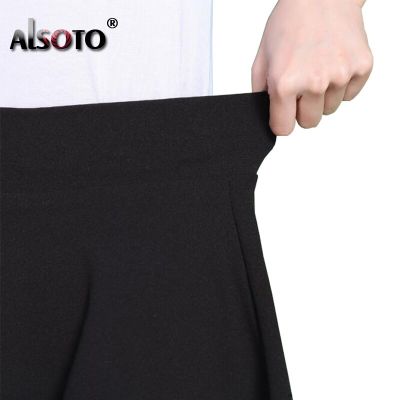 ‘；’ 2023 Summer Style Women Skirt Solid Color  High Waist Midi Pleated Skirts Stripe Black School Korean Mini A-Line Saia