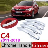 For Citroen C4 MK2 C4L 2011~2018 Chrome Door Handle Cover Car Accessories Stickers Trim Set 2012 2013 2014 2015 2016 2017