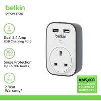 Belkin BSV103sa SurgeCube ตัวป้องกันไฟกระชาก 1 ช่อง พร้อมที่ชาร์จ USB แชร์ 2.4A 2 ชิ้น f