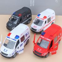 ของเล่นรถ Diecast อัลลอยด์แบบมีเสียงและไฟสำหรับเด็กของขวัญรถพยาบาลโมเดลรถยนต์กู้ภัยในโรงพยาบาล