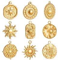 【YF】 Aço inoxidável Casting Sunburst Charms Pingente para Colar DIY Pulseira Brincos Acessórios de Jóias Sol Lua Estrela 3Pcs Lot