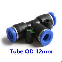 10Pcs Pneumatic Tee Union Tube OD 12M Push In เพื่อเชื่อมต่อ Fitting Quick Release