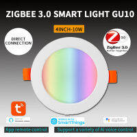 Beanie New【Freeจัดส่งสต็อกCheap】Tuya Zigbee 3.0หลอดไฟDownlightอัจฉริยะ4นิ้วRGBCW 10WแอลอีดีเพดานLightการควบคุมด้วยเสียงทำงานร่วมกับAlexa Google Home