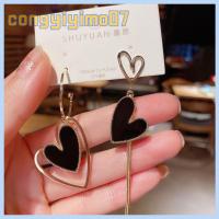 CONGYIYIMO07 3 pairs อสมมาตรไม่สมดุล ต่างหูรูปหัวใจ วันวาเลนไทน์ โลหะผสมอัลลอยด์ ต่างหูห้อยหัวใจ ของใหม่ ของขวัญคริสต์มาสวันเกิด ต่างหูแบบห้อย สาวๆ