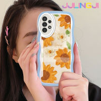 Jlingji เคส A04s A13กาแลคซีปลอกสำหรับ Samsung 5G เคสแฟชั่นลายดอกไม้ศิลปะคลื่นขอบเคสมือถือกันกระแทกแบบใสนิ่มโปร่งใสลายกล้องถ่ายรูปเก๋ไก๋เคสป้องกันซิลิกาเจล