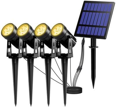 T-SUNRISE Solar Powered Spotlight 2 Warm White Lights Solar Panel Outdoor Lighting Landscape Yard Garden Tree Separay Lamp