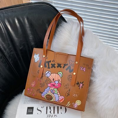 Bag handbag new diy material package web celebrity bears graffiti lash tote bags fashionable homemade single shoulder bag