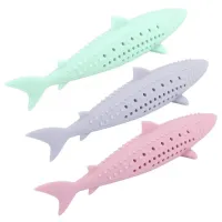 Silicone Cat Chew Toys Pet Catnip Molar Teeth Cleaning Simulation Fish Shape Training Interactive Toy for Cat Wagging Supplies Toys