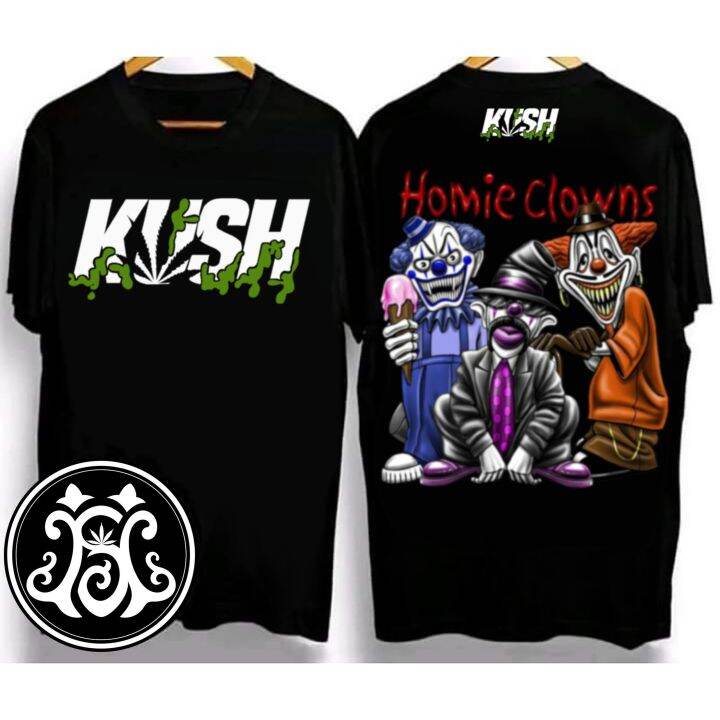 kush-2023-ออกแบบใหม่-unisex-เสื้อยืดที่มีสีสันผ้าฝ้าย-100-crew-neck-t-shirt-เสื้อยืดลำลองผู้ชาย-แขนสั้นพิมพ์ลายการ์ตูนตัวตลก