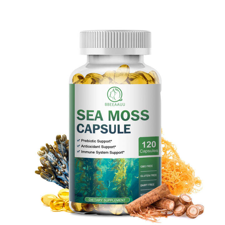 Sea Moss Capsules with Bladderwrack , Burdock for Prebiotic & Immune ...