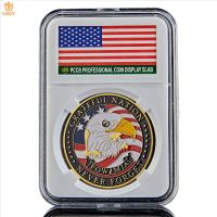 US Military Challenge Souvenir Coin Army USAF USMC Navy Coast Guard Freedom Eagle Iron Plated Gold Token Coins