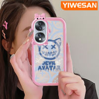 YIWESAN เคสเคสสำหรับ Honor 70 5G ลายการ์ตูนปีศาจนุ่มกันกระแทกโปร่งใสเคสมือถือสร้างสรรค์เคสเลนส์กล้องถ่ายรูปสัตว์ประหลาดน้อยปลอกซิลิโคนใส