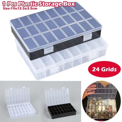 ❆ 1 Pcs Practical 24 Grids Compartment Plastic Storage Box Jewelry Earring Bead Screw Holder Case Display Organizer Container