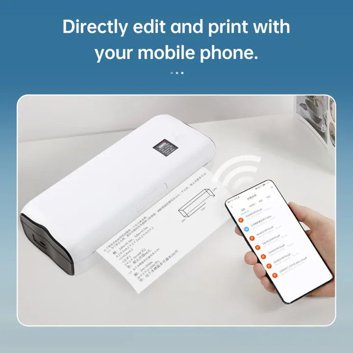 เครื่องพิมพ์กระดาษพกพา-a4พิมพ์ลายด้วยความร้อนแบบไร้สาย-bt-connect-สำหรับมือถือ-ios-และ-android-เครื่องพิมพ์ภาพรองรับความกว้าง210มม