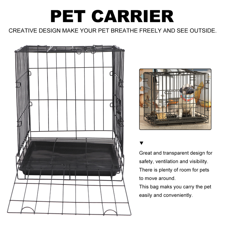 กรง-ลังโลหะประตูเดียวพร้อมถาดเคลื่อนย้ายได้-amp-carry-kennel-สำหรับสุนัขขนาดกลางเหมาะสำหรับ-poodle-cat-crate-rabbit