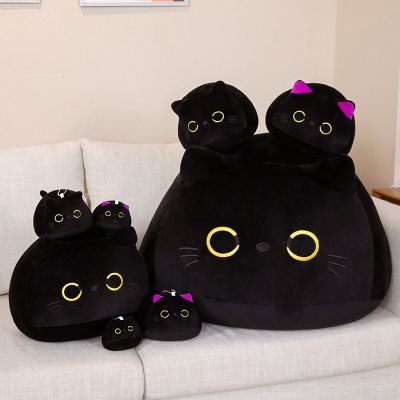 ตุ๊กตาของเล่นตุ๊กตานุ่มๆแมวดำสำหรับตกแต่งห้องหมอนอิงรูปสัตว์น่ารักใหม่ของขวัญวันเกิดเด็กตุ๊กตาแมว