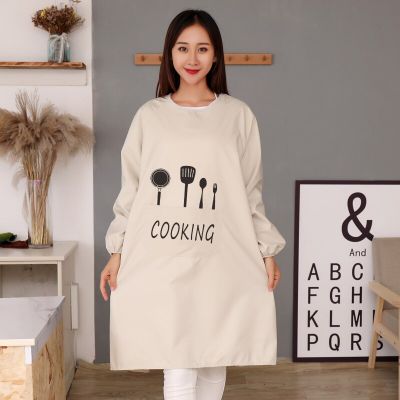 TPU Transparent Long-sleeved Apron Overall Adult Household Kitchen Waterproof  Oil Female New Waist Custom Smock ApronsTH