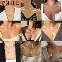 17MILE Trendy Multilayered ผีเสื้อสร้อยคอมุกสำหรับแฟชั่นสำหรับผู้หญิงคริสตัล Star Gold Pearl Choker สร้อยคอ2021เครื่องประดับของขวัญ