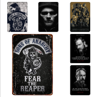 Sons Of Anarchy Fear The Reaper Plaque โปสเตอร์-แผ่นโลหะวินเทจสำหรับร้านกาแฟและตกแต่งผนังบ้าน