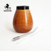 1 Set/Lot Gaucho Yerba Mate Gourds Ceramic Calabash Cup Kits With Stainless Steel Bombilla Straw And Cleaning Brush Hot Sale