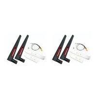 2X 2X8Dbi Dual Band M.2 IPEX MHF4 U.Fl Cable to RP-SMA Pigtail WiFi Antenna Set for Intel AX210 AX200 9260 NGFF Card