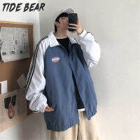 TIDE BEAR สื้อแจ็คเก็ตแขนยาวผู้ชายเสื้อคลุมบางๆผู้ชายเสื้อแจ็กเกตชาย Ins ทรงหลวมสไตล์ฮาราจูกุ